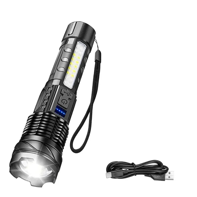 Portable Rechargeable LED Flashlight with Pen Clip Zoomable Waterproof Torch with Side Light Outdoor Camping Emergency Lantern - Daniel’s Outdoor Company