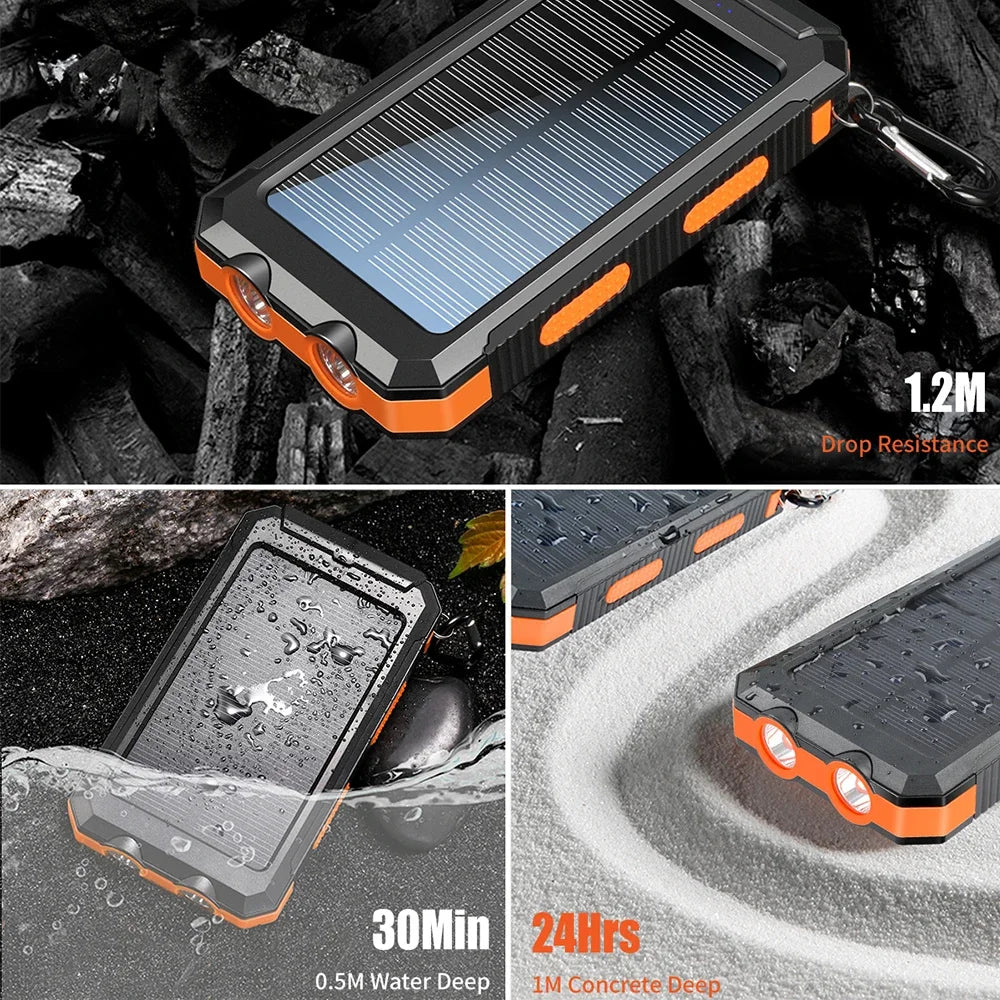 10000mAh Solar Charging Power Bank,Dual USB & Type C Output Port Multicharger Power Bank with Flashlight and Compass Daniel’s Outdoor Company