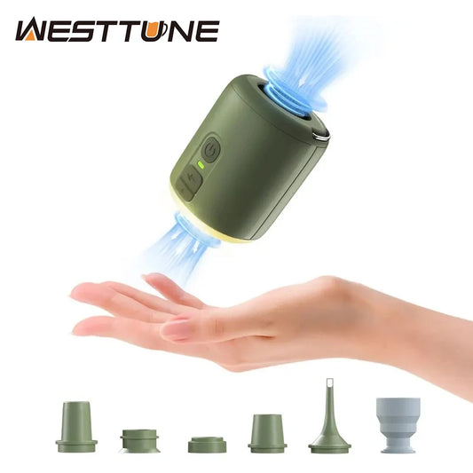 WESTTUNE Tiny Air Pump with Camping Lantern 4.5kPa Air Pump with Magnetic Design for Inflatable Air Mattress Sleeping Pads Daniel’s Outdoor Company