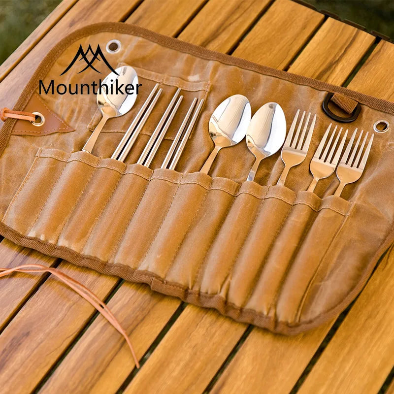 Portable Roll Up Pouch Bag Outdoor Camping Cutlery Storage Bag Cutlery Storage Water Resistant Case For Forks Spoons Chopstick Daniel’s Outdoor Company