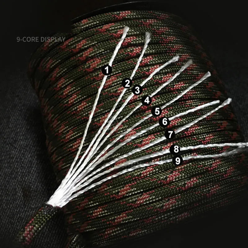 100/50M 550 Military Standard 9-Core Paracord Rope 4mm Outdoor Parachute Cord Survival Umbrella Tent Lanyard Strap Clothesline Daniel’s Outdoor Company