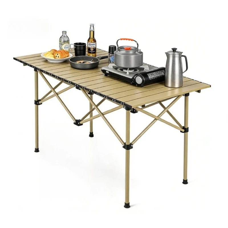Foldable roll up Camping Table, Lightweight and Portable Compact Metal Camping Table, Suitable for Outdoor barbecues and picnics Daniel’s Outdoor Company
