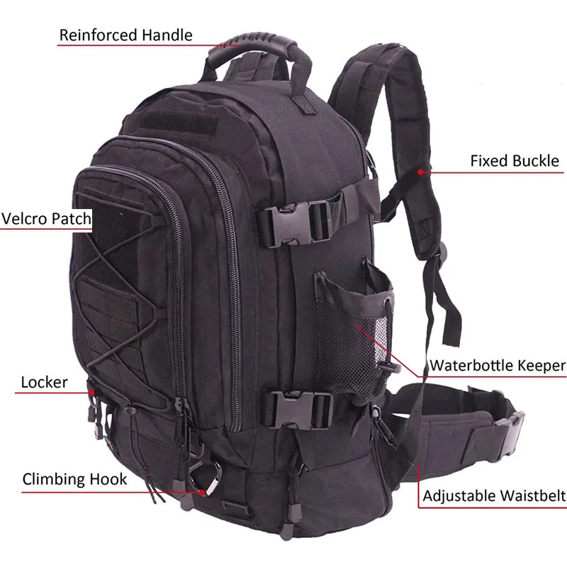 60L Military Tactical Backpack Army Molle Assault Rucksack Outdoor Travel Hiking Rucksacks Camping Hunting mochila hombre Daniel’s Outdoor Company