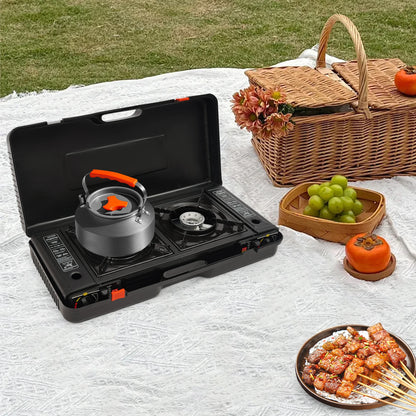 2500W Portable Camping Stove 2 Burners Camping Stove with Baking Tray&Portable Case use  Butane or LPG Home Application Outdoor Daniel’s Outdoor Company