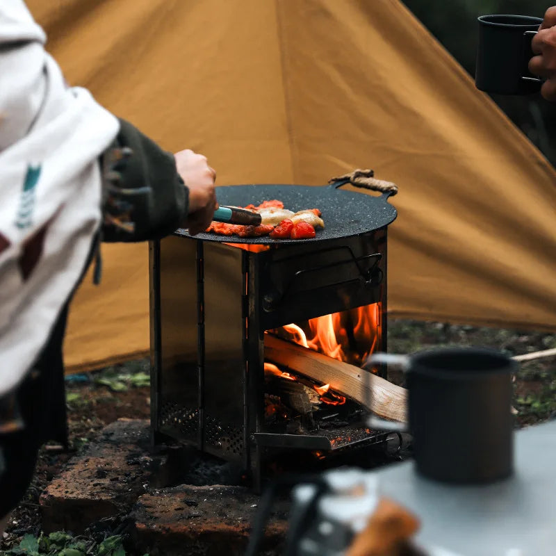 Camping Wood Burning Stove Portable Folding Camp Stove Collapsible Stove Campfire Stove for Outdoor Cooking Picnic Hiking BBQ Daniel’s Outdoor Company