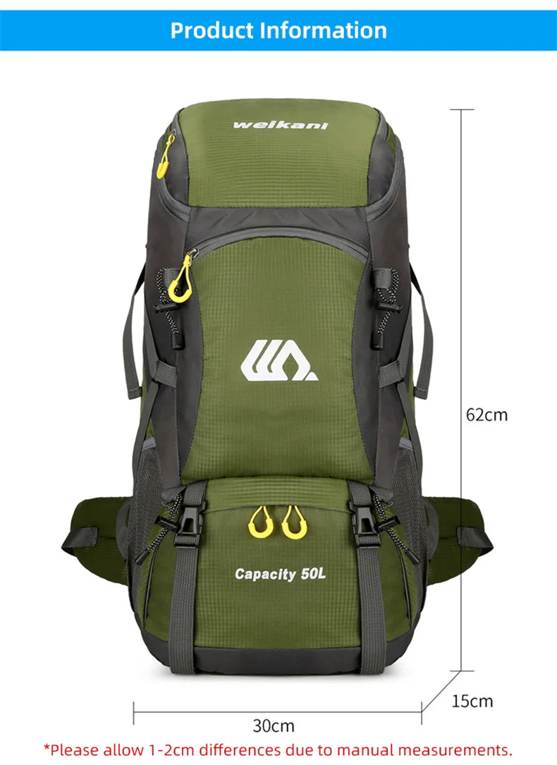 50L Travel Backpack Camping Men Large Hiking Bag Tourist Rucksack Waterproof Outdoor Sports Climbing Mountaineering Bag Luggage Daniel’s Outdoor Company