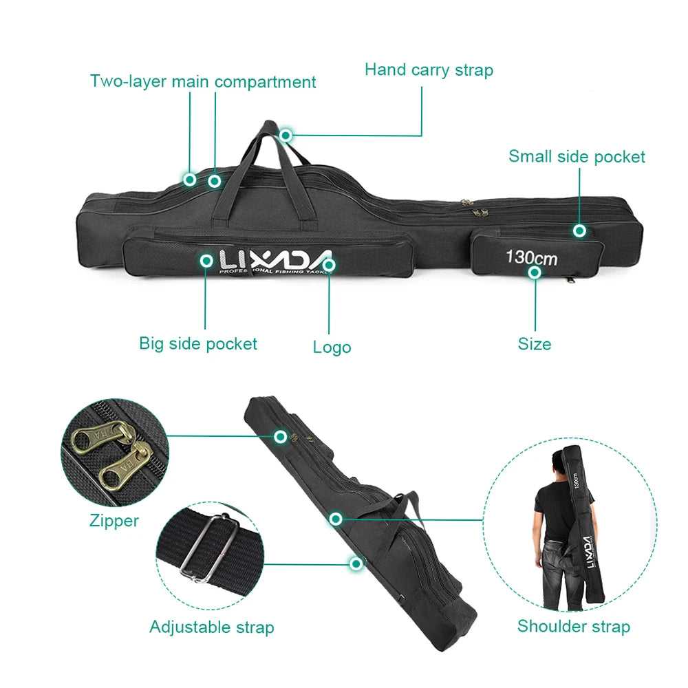 Lixada 100/130/150cm Fishing Bag Portable Folding Fishing Rod Reel Bag Fishing Tackle Carry Case Carrier Bag backpack fishing Daniel’s Outdoor Company