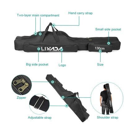 Lixada 100/130/150cm Fishing Bag Portable Folding Fishing Rod Reel Bag Fishing Tackle Carry Case Carrier Bag backpack fishing Daniel’s Outdoor Company