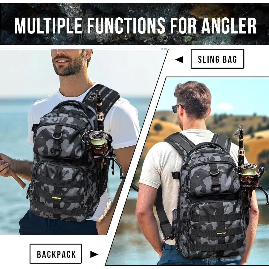 Waterproof Fishing Backpack with Integrated Tackle Boxes and Rod Holder for Outdoor Fishing Adventures Ideal for Storing Fishin Daniel’s Outdoor Company