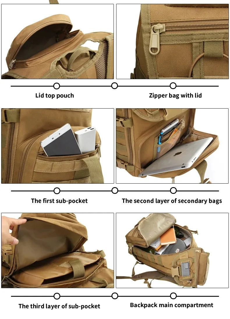 35L tactical backpack survival hiking backpack cycling backpack fishing backpack suitable for travel camping and outdoor sports Daniel’s Outdoor Company