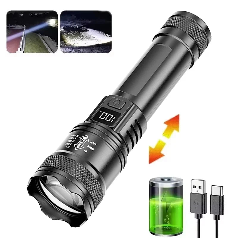 Portable Rechargeable LED Flashlight with Pen Clip Zoomable Waterproof Torch with Side Light Outdoor Camping Emergency Lantern - Daniel’s Outdoor Company