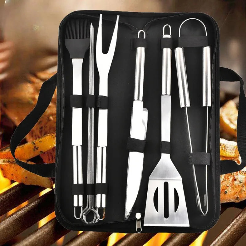 Stainless steel oven set barbecue combination tool outdoor BBQ barbecue set barbecue set storage portable cloth bag baking tool Daniel’s Outdoor Company