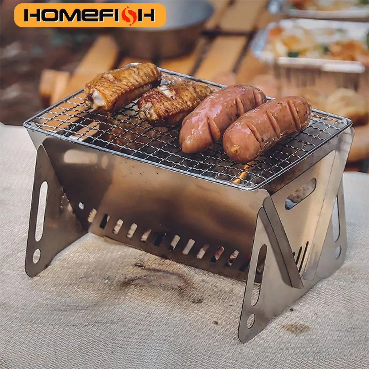 Barbecue Grill Heating Stores Multi-Function Camping BBQ Grill Rack Net Firewood Stove Stainless Steel BBQ Grill Daniel’s Outdoor Company
