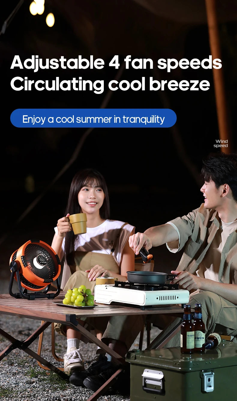 Portable 6 in 1 Outdoor Camping Fan 20000mAh Rechargeable Wireless Tent Ceiling Fan 4 Speed Adjustment LED Lighting Power Bank Daniel’s Outdoor Company