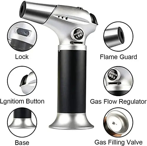Adjustable Flame Refillable Kitchen Torch for Baking, BBQ, Brulee Creme, DIY Soldering - Butane Gas Not Included Daniel’s Outdoor Company