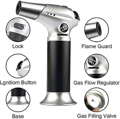 Adjustable Flame Refillable Kitchen Torch for Baking, BBQ, Brulee Creme, DIY Soldering - Butane Gas Not Included Daniel’s Outdoor Company
