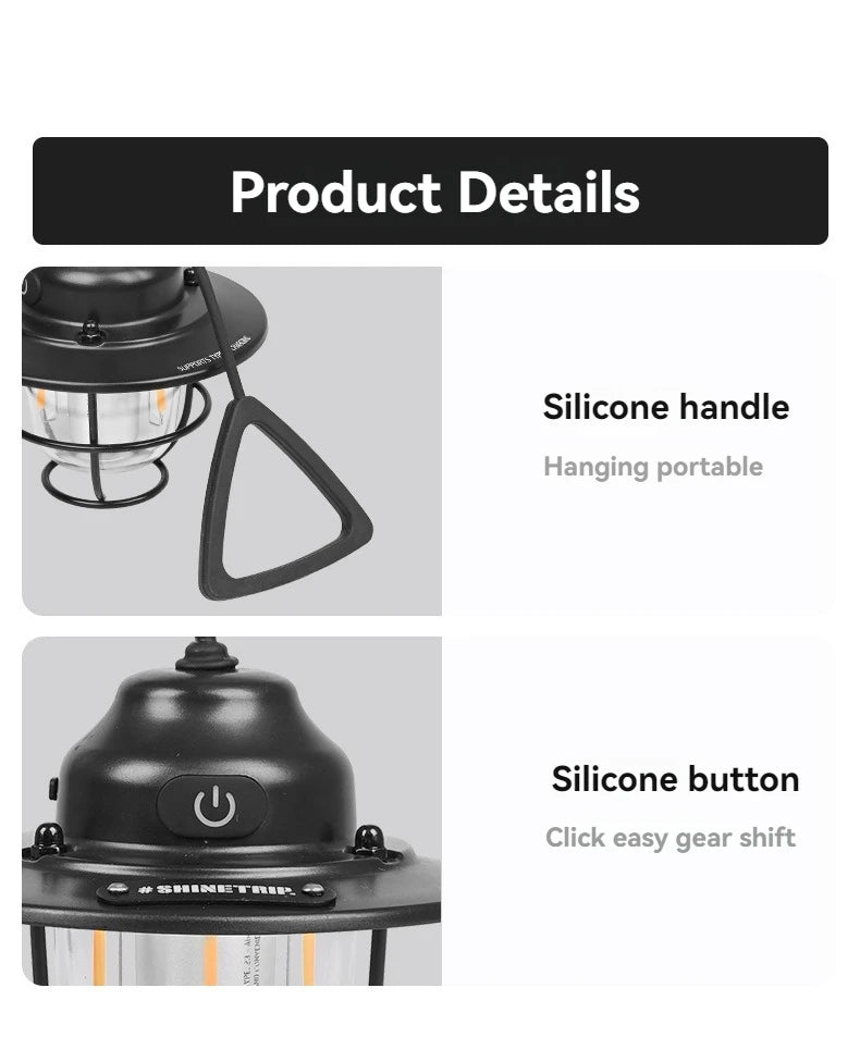 Shine Trip Outdoor Retro Smalldroplight, Campsite Lamp, Atmosphere Lamp, USB Charging Tent Light, LED Camping Hangling Lamp Daniel’s Outdoor Company