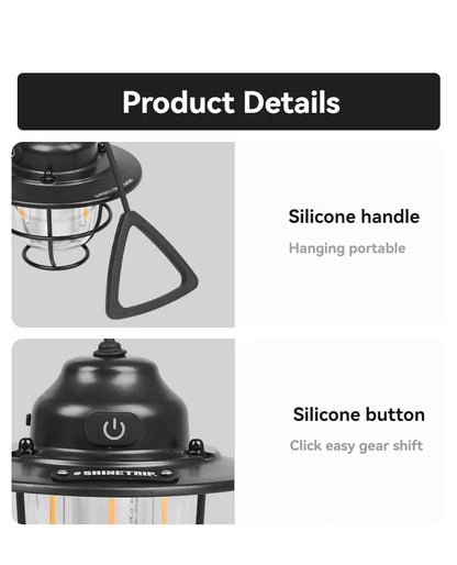 Shine Trip Outdoor Retro Smalldroplight, Campsite Lamp, Atmosphere Lamp, USB Charging Tent Light, LED Camping Hangling Lamp Daniel’s Outdoor Company