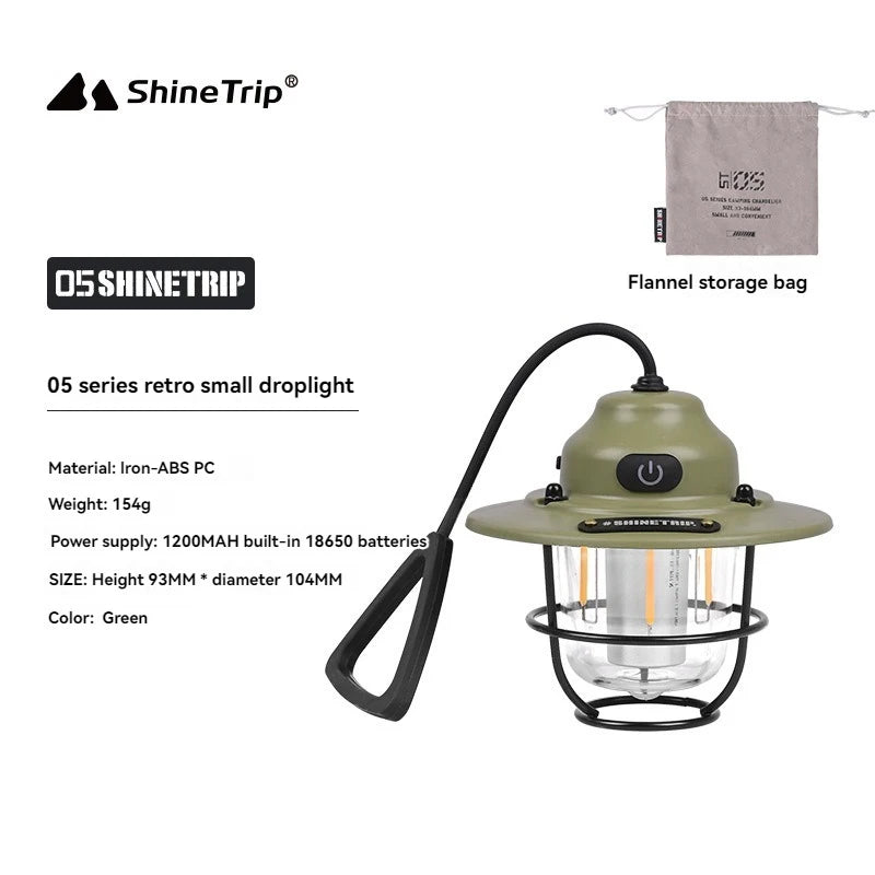 Shine Trip Outdoor Retro Smalldroplight, Campsite Lamp, Atmosphere Lamp, USB Charging Tent Light, LED Camping Hangling Lamp Daniel’s Outdoor Company