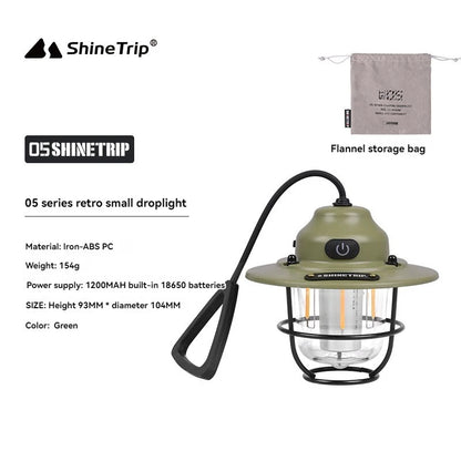 Shine Trip Outdoor Retro Smalldroplight, Campsite Lamp, Atmosphere Lamp, USB Charging Tent Light, LED Camping Hangling Lamp Daniel’s Outdoor Company