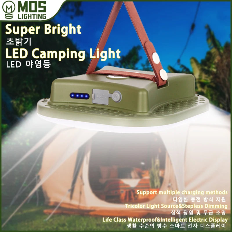 MOSLIGHTING Solar Chargin Tent Strong Light with Magnet Zoom Portable Torch Camping lantern Work Maintenance Lighting 80W LED Daniel’s Outdoor Company