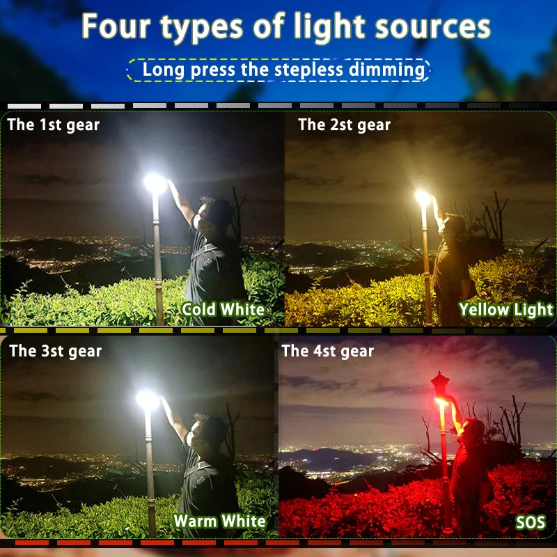 MOSLIGHTING Solar Chargin Tent Strong Light with Magnet Zoom Portable Torch Camping lantern Work Maintenance Lighting 80W LED Daniel’s Outdoor Company