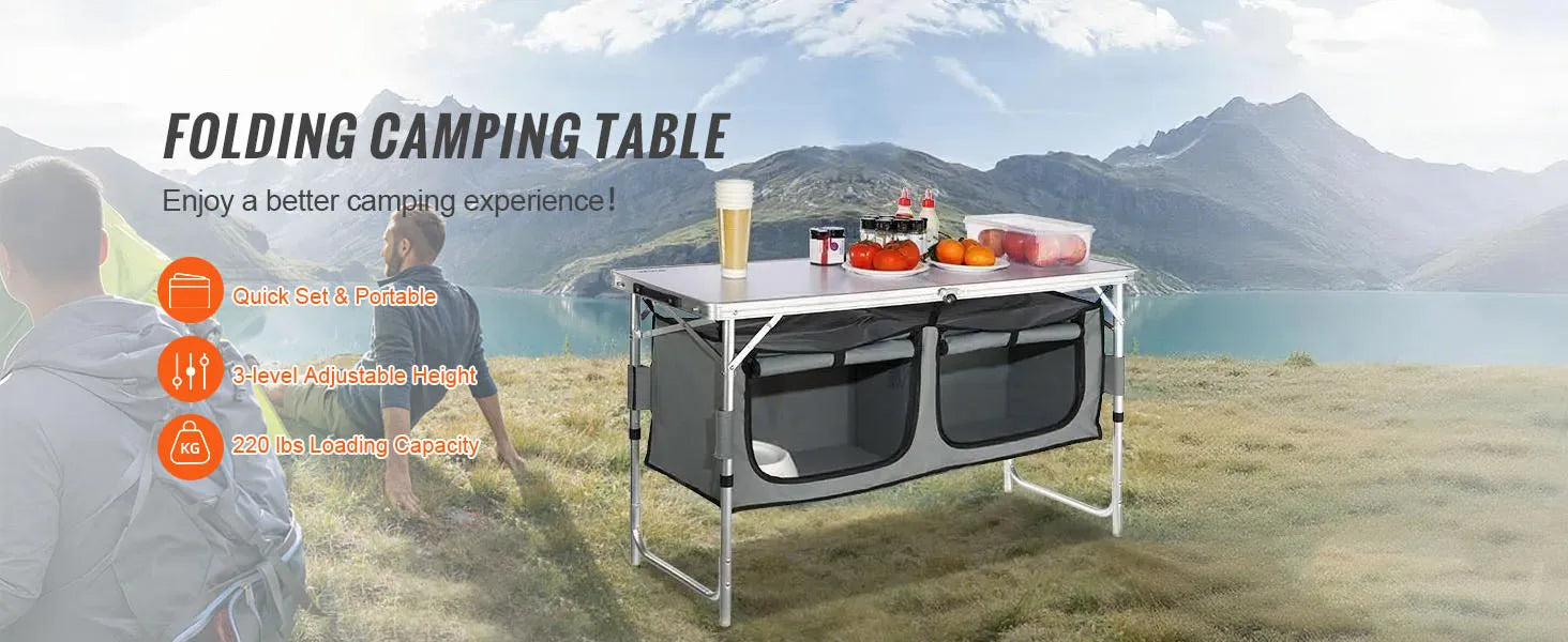 SucceBuy Camping Kitchen Table Quick set-up Folding Camping Table MDF Camping Table for Outdoor Picnics BBQ Camping RV Traveling Daniel’s Outdoor Company