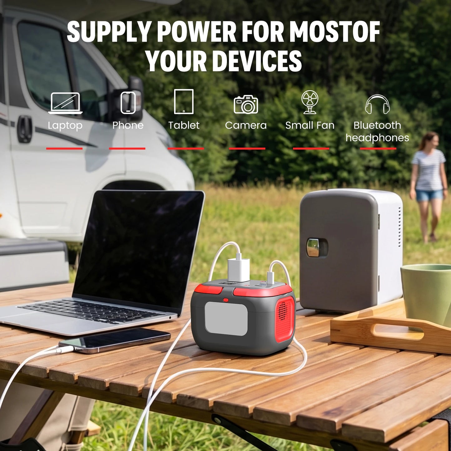 120W Portable Power Station 97.6Wh Power Bank with AC Outlet/USB C/LED Light for Outdoor Camping Home Use Van Life Adventure RV Daniel’s Outdoor Company