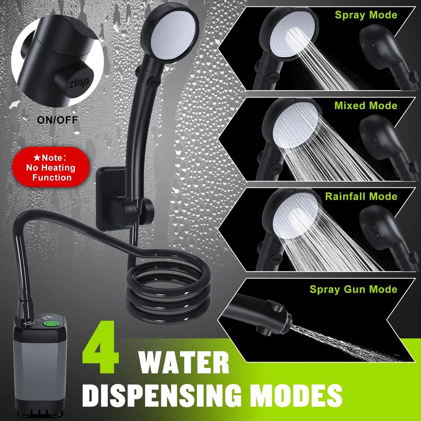 Portable Shower for Camping, 6000mAh Rechargeable Camping Shower, 4 Spray Modes Daniel’s Outdoor Company