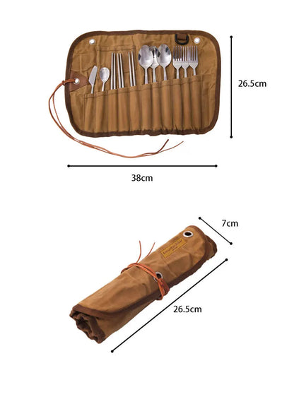 Portable Roll Up Pouch Bag Outdoor Camping Cutlery Storage Bag Cutlery Storage Water Resistant Case For Forks Spoons Chopstick Daniel’s Outdoor Company