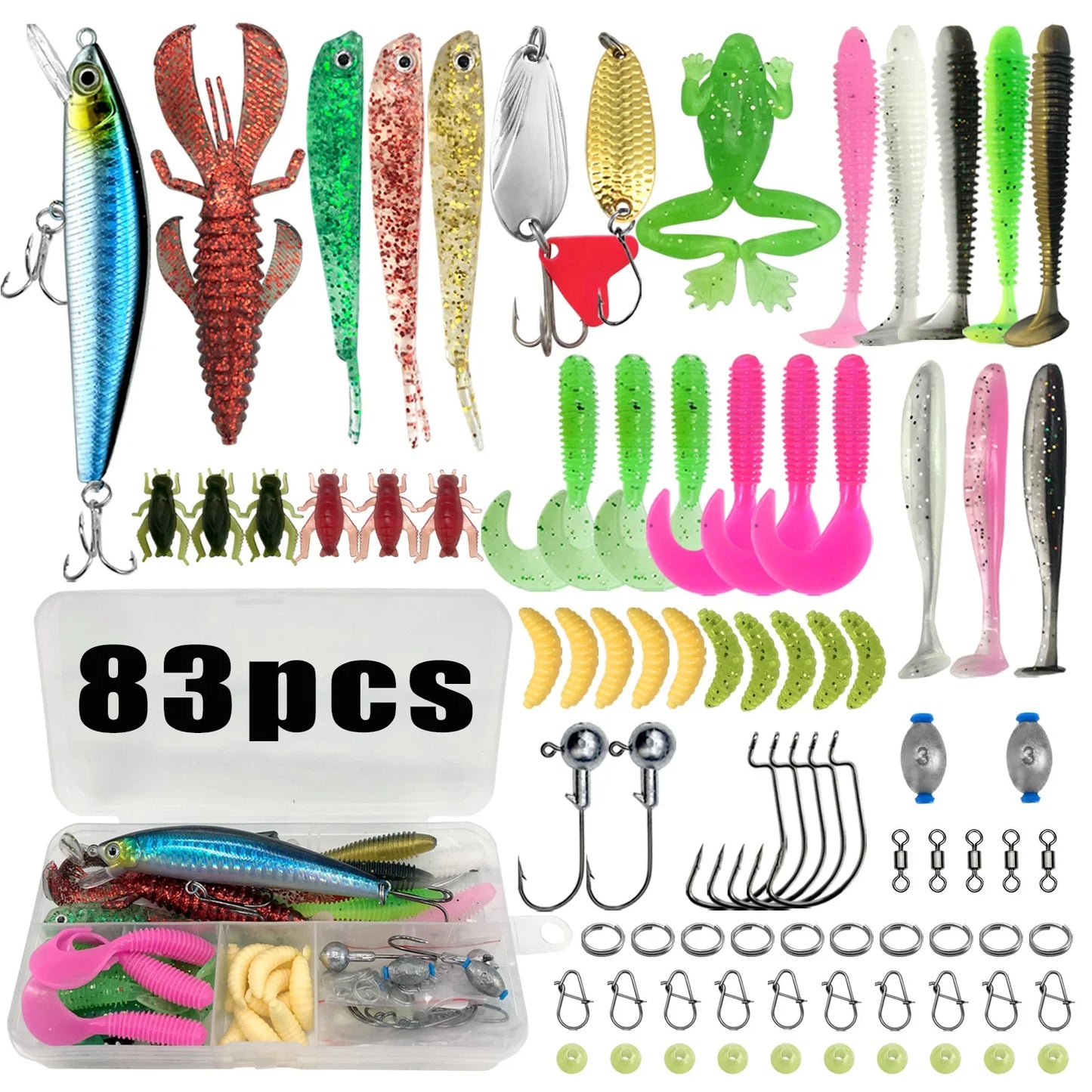Fishing 83/133/193/239/409pcs Fishing Lure Kit For Trout/Pike/Bass Multi-Lure Fishing Set Layered Tackle Pro Gear Tackle Box Daniel’s Outdoor Company