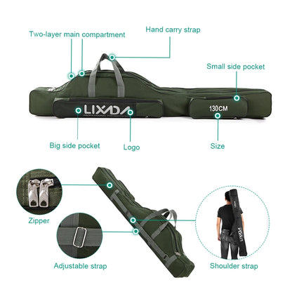 Lixada 100/130/150cm Fishing Bag Portable Folding Fishing Rod Reel Bag Fishing Tackle Carry Case Carrier Bag backpack fishing Daniel’s Outdoor Company