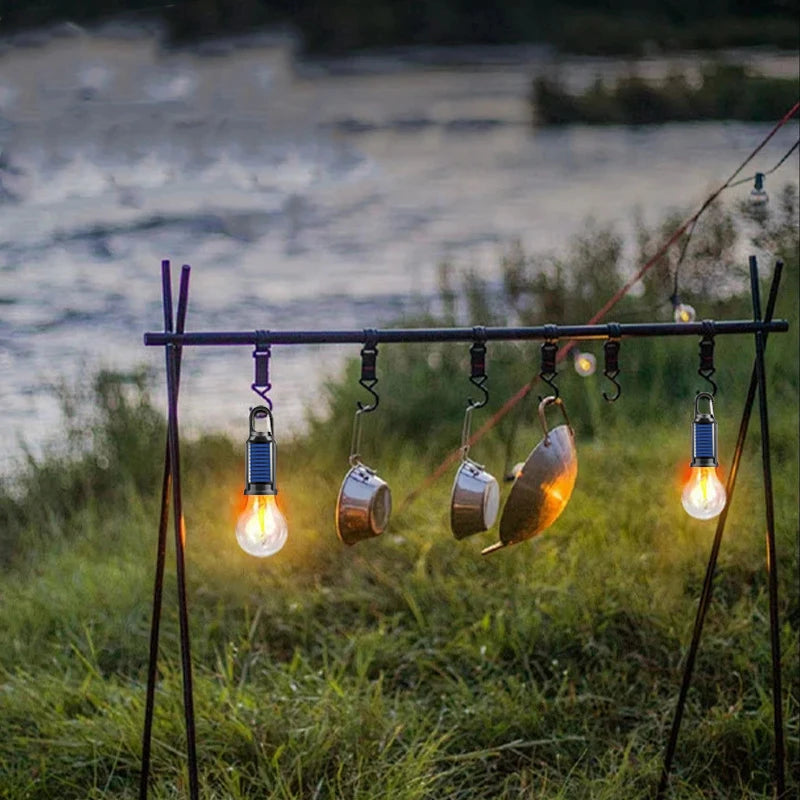 Solar Camping Lamp Bulbs Outdoor USB Charging Solar Powerd Hanging Lights Portable Tent Light Waterproof for Camping BBQ Decor Daniel’s Outdoor Company