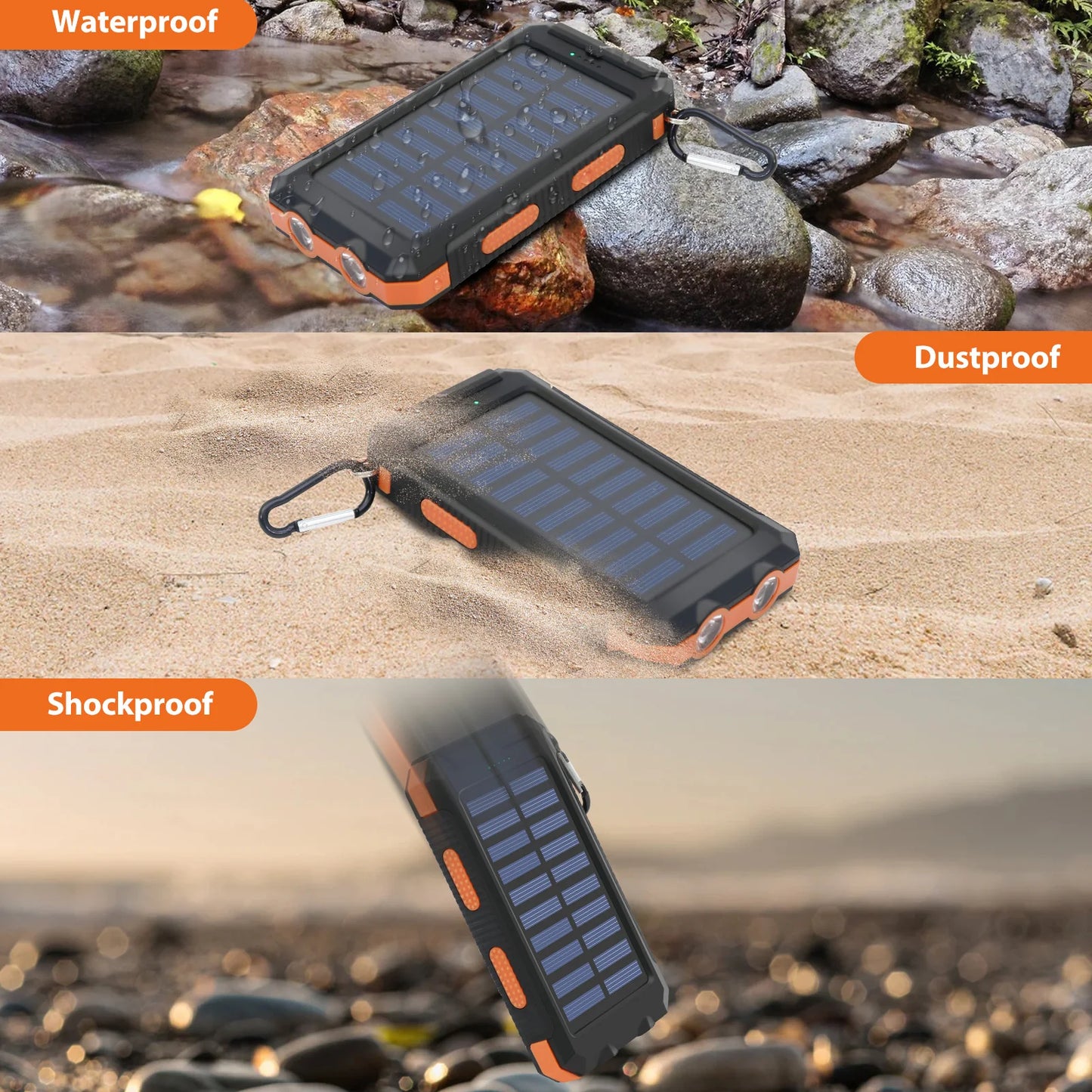 20000mAh Solar Power Bank Portable Solar Charger Waterproof Dual 5V USB Ports 2 LED Light Flashlight For Cell IPhone Outdoor Daniel’s Outdoor Company