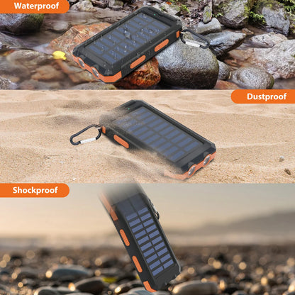 20000mAh Solar Power Bank Portable Solar Charger Waterproof Dual 5V USB Ports 2 LED Light Flashlight For Cell IPhone Outdoor Daniel’s Outdoor Company