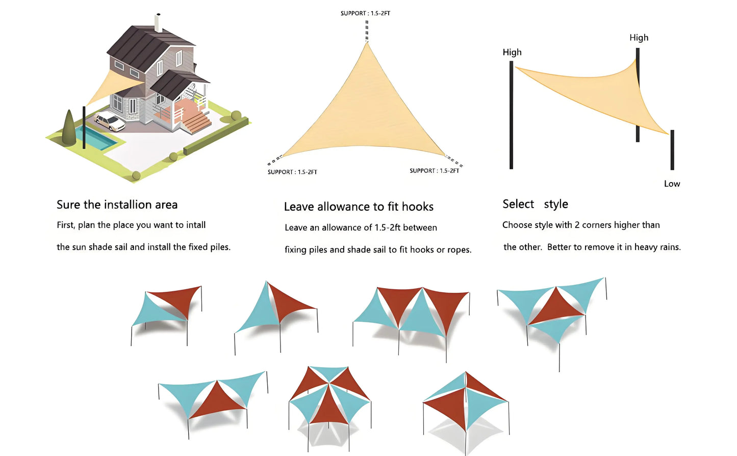 Triangle Sun Shade Sail Canopy UV Block Sunshade Sails Sunscreen for Outdoor Patio Garden Backyard Awning Sunsail with Free Rope Daniel’s Outdoor Company