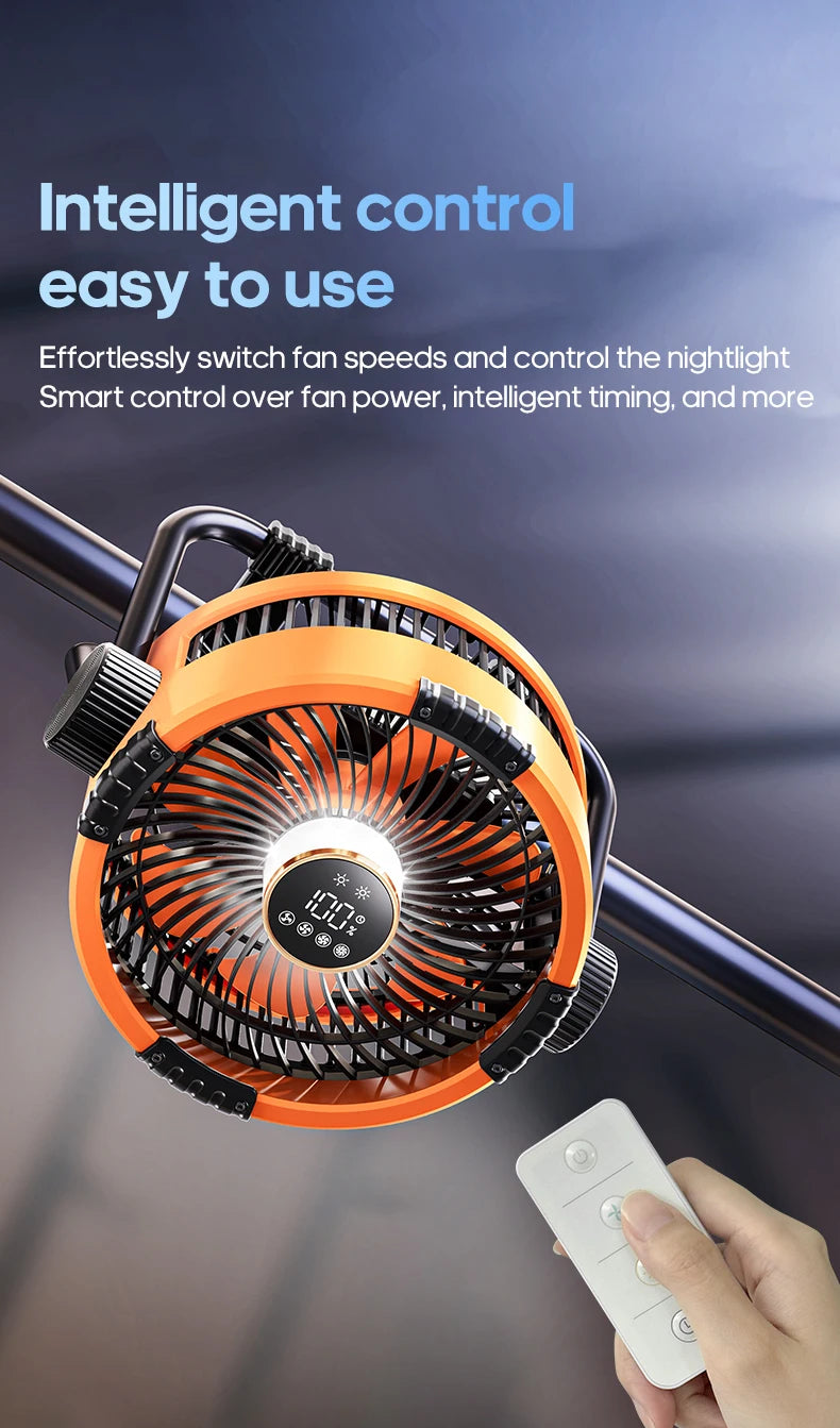 Portable 6 in 1 Outdoor Camping Fan 20000mAh Rechargeable Wireless Tent Ceiling Fan 4 Speed Adjustment LED Lighting Power Bank Daniel’s Outdoor Company
