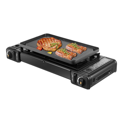 2500W Portable Camping Stove 2 Burners Camping Stove with Baking Tray&Portable Case use  Butane or LPG Home Application Outdoor Daniel’s Outdoor Company