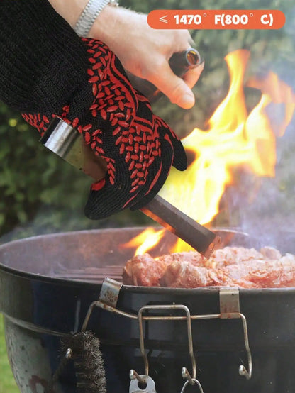 2PCS 500 Heat-insulating Resistant BBQ Gloves Fireplace Grilling Gloves Anti-scald Oven Glove for Ktichen Baking Grill Microwave Daniel’s Outdoor Company