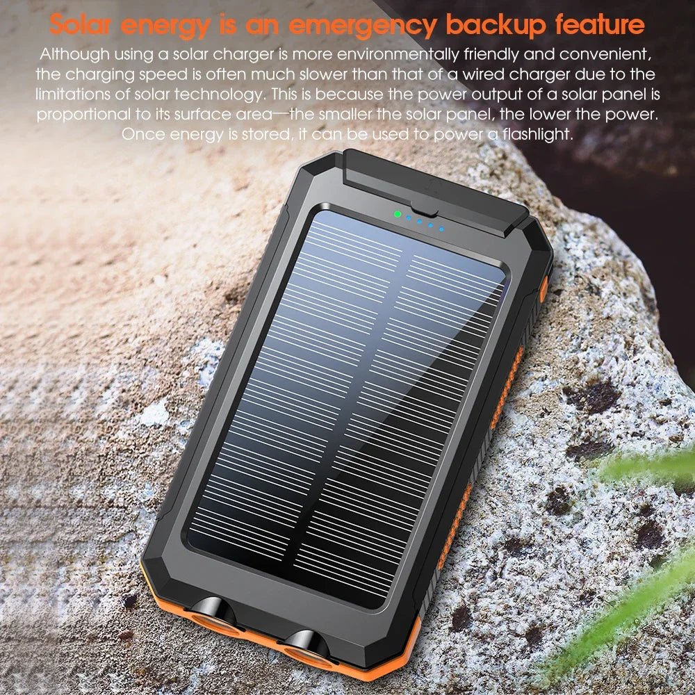 10000mAh Solar Charging Power Bank,Dual USB & Type C Output Port Multicharger Power Bank with Flashlight and Compass Daniel’s Outdoor Company