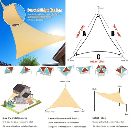 Triangle Sun Shade Sail Canopy UV Block Sunshade Sails Sunscreen for Outdoor Patio Garden Backyard Awning Sunsail with Free Rope Daniel’s Outdoor Company