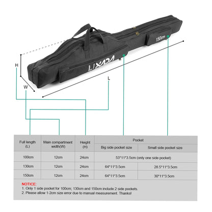 Lixada 100/130/150cm Fishing Bag Portable Folding Fishing Rod Reel Bag Fishing Tackle Carry Case Carrier Bag backpack fishing Daniel’s Outdoor Company