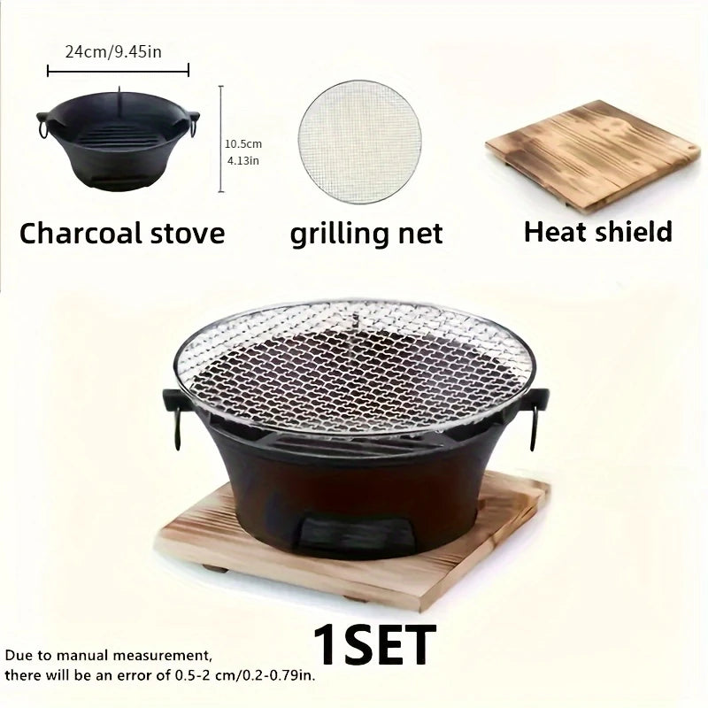 Round barbecue grill, portable camping stove, picnic barbecue party stove, family camping, desktop small charcoal barbecue grill Daniel’s Outdoor Company