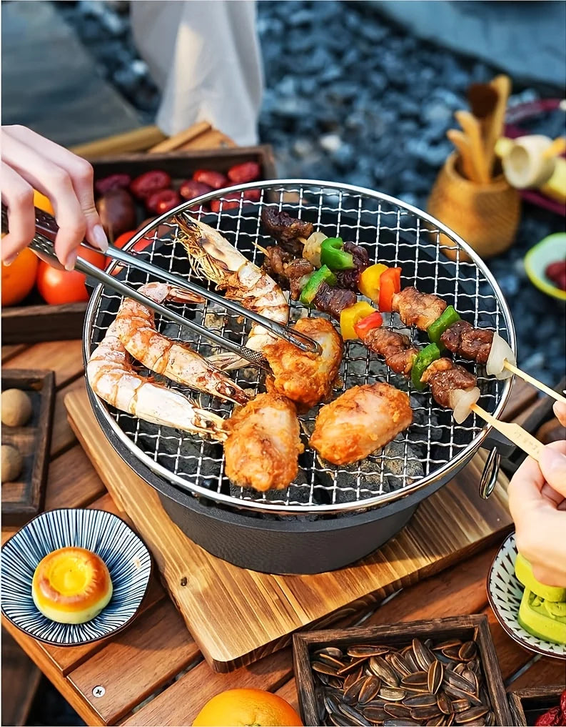 Round barbecue grill, portable camping stove, picnic barbecue party stove, family camping, desktop small charcoal barbecue grill Daniel’s Outdoor Company