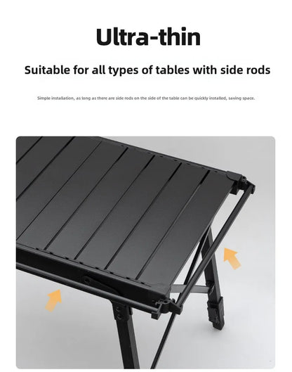 Outdoor Aluminum Table Side Storage Rack Hanging Mesh IGT Table Expansion Bracket Folding Table Extension Basket Folding Rack Daniel’s Outdoor Company