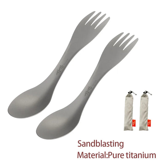 2Pcs Titanium Spork 2-in-1 Spoon Ultralight Cookware Portable Fork Knife Outdoor Camping Picnic Travel Eco-Friendly Flatware Daniel’s Outdoor Company
