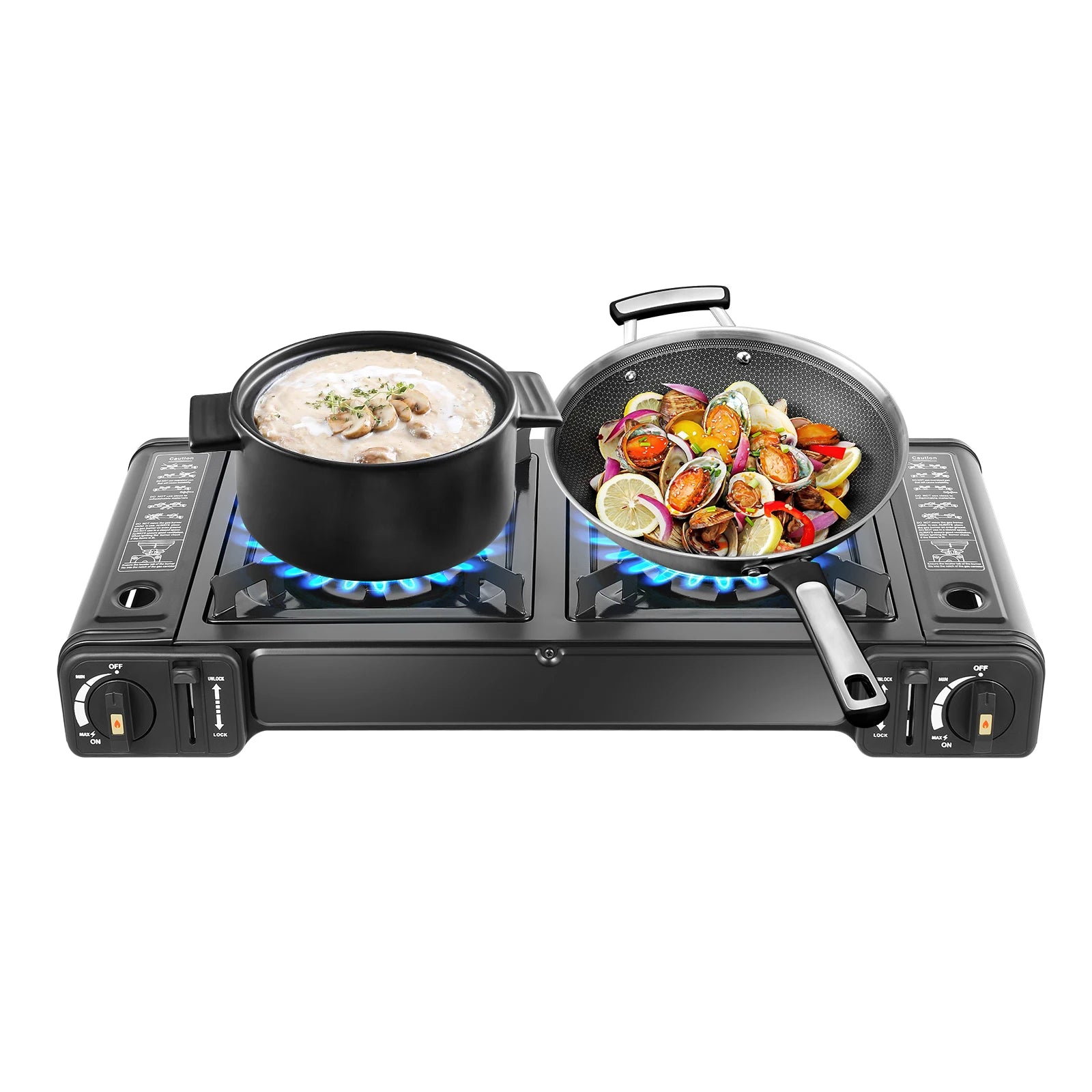 2500W Portable Camping Stove 2 Burners Camping Stove with Baking Tray&Portable Case use  Butane or LPG Home Application Outdoor Daniel’s Outdoor Company