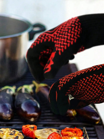 2PCS 500 Heat-insulating Resistant BBQ Gloves Fireplace Grilling Gloves Anti-scald Oven Glove for Ktichen Baking Grill Microwave Daniel’s Outdoor Company