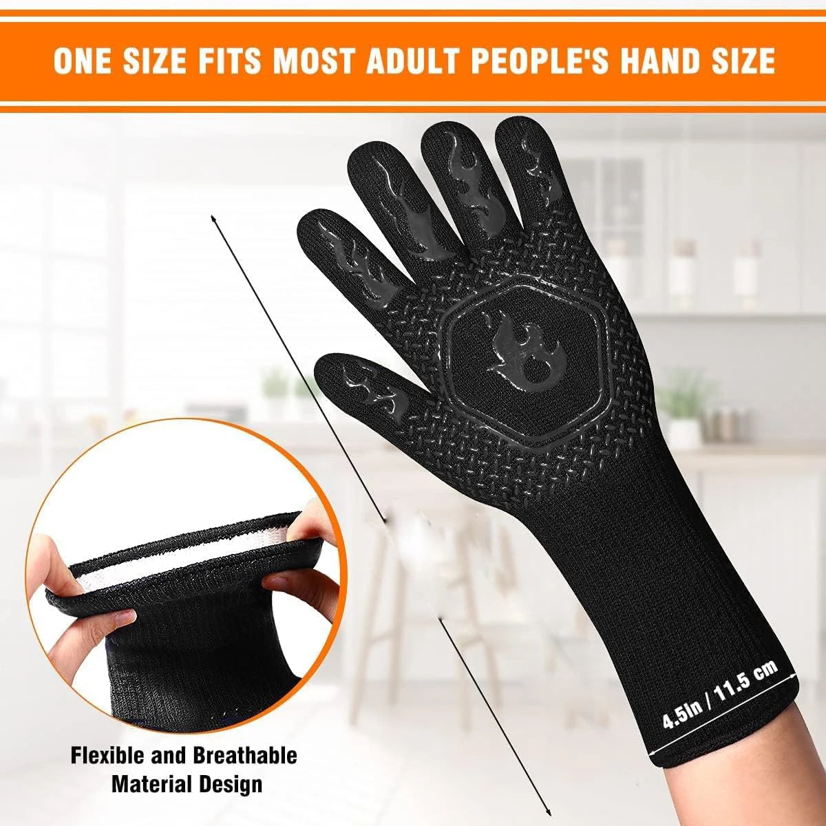 BBQ Grill Gloves High Temp Resistance Fireproof Glove for Grilling Smoking Barbecue - Washable Long Oven Mitts Extreme Hot Proof Daniel’s Outdoor Company