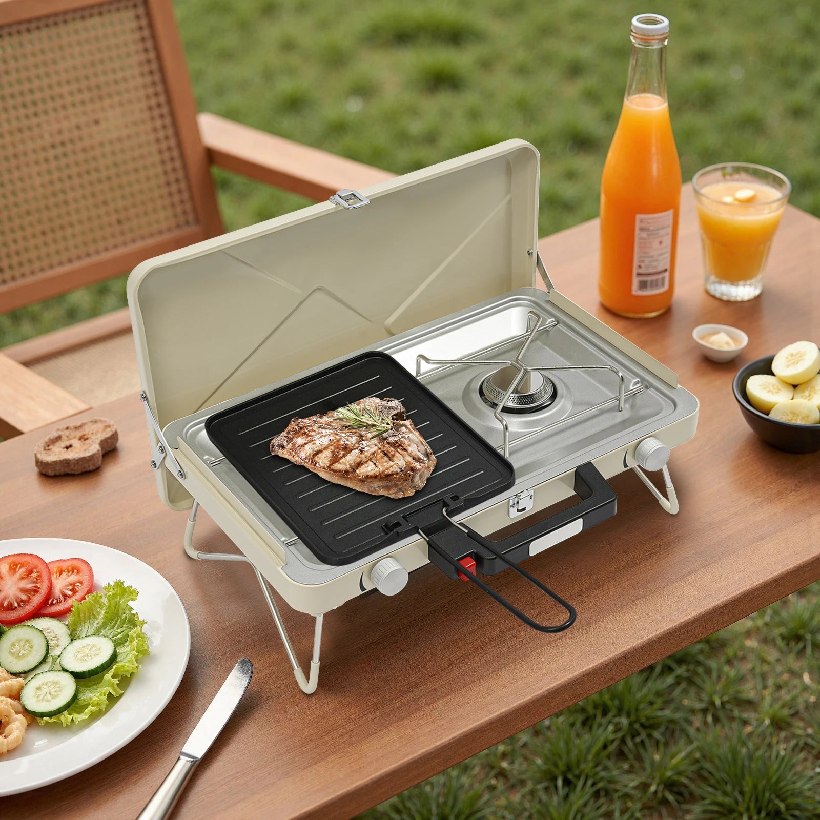 Camping Stove, 2-Burner Camping Stove, Portable Camping Stove for Outdoor Camping, Picnics, Hiking, Caravans, Motorhomes Daniel’s Outdoor Company